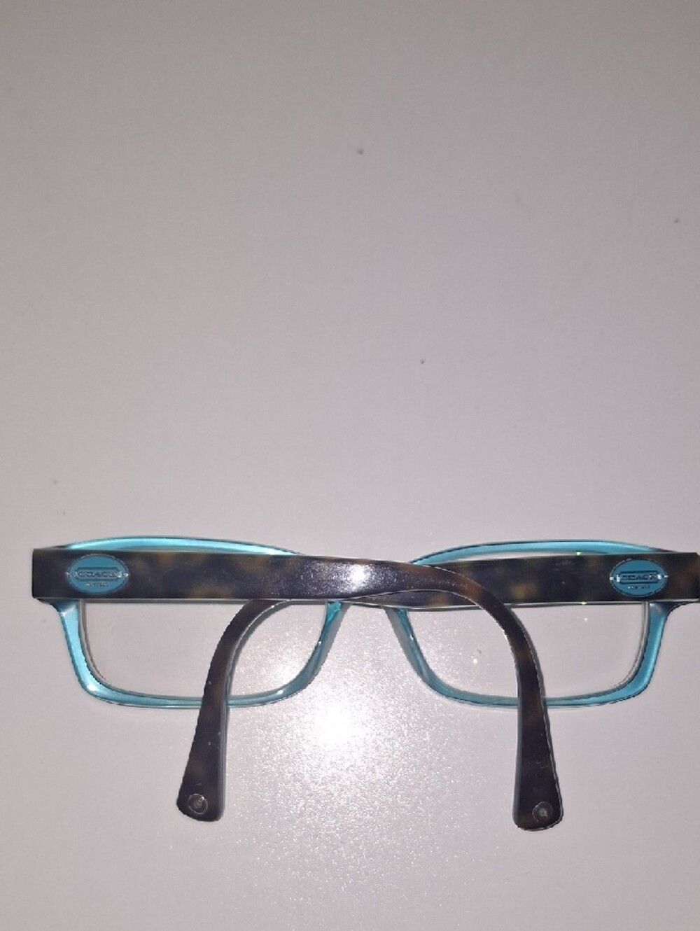 Coach Teal and Dark Green Rectangular Eyeglass Frames - Picture 3 of 8